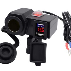 playground.pazari4all.gr-Φορτιστής μοτοσυκλέτας usb x 2 βολτόμετρο και αναπτήρας 3 σε 1 12V